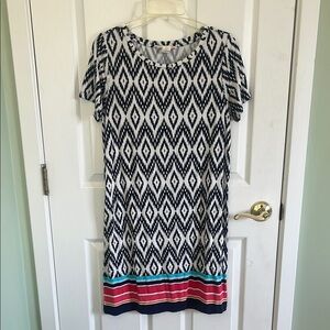 White and Blue Sheath Dress